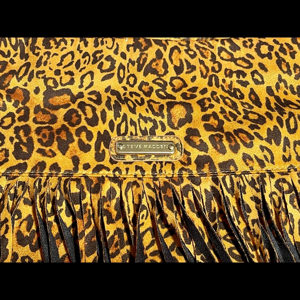 Steve Madden Leopard Fringe Purse Crossbody